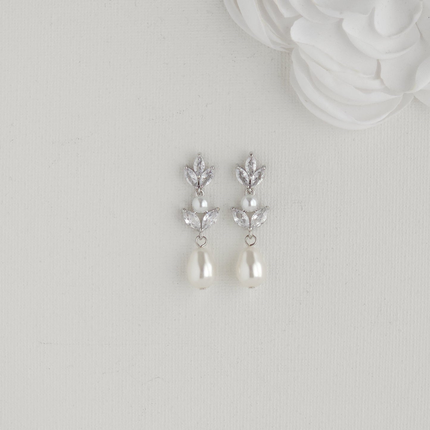 Bridal Pearl Earrings in Rose Gold-Leila