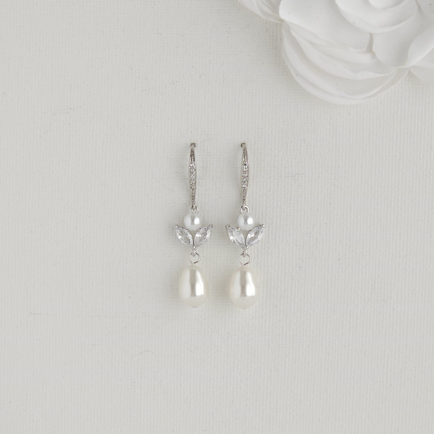 Simple Pearl Dangle Earrings for Brides-Leila