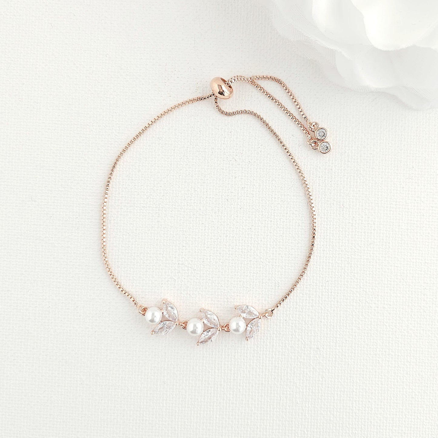 Dainty Rose Gold Bracelet for Brides and Bridemaids-Leila