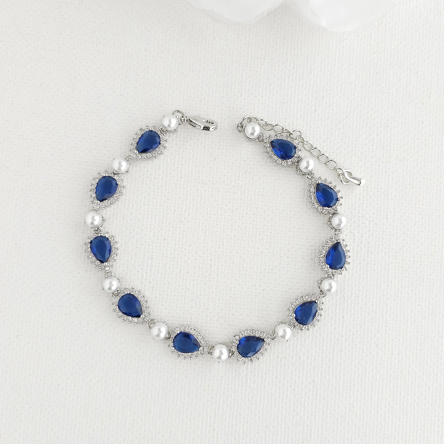 Something Blue Wedding Bracelet with Pearls and Gold-Aoi