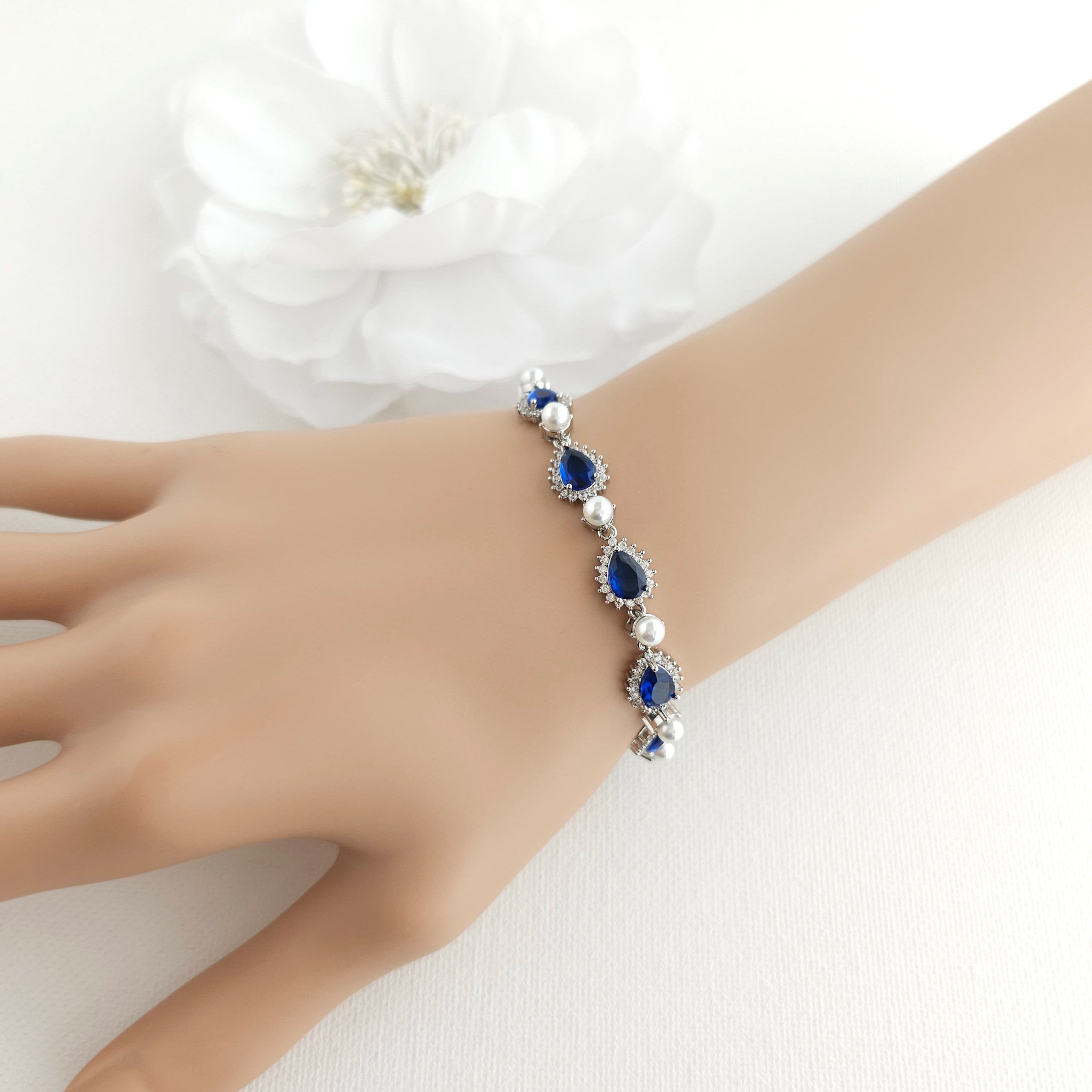 Blue shops Vein and Pearls Bracelet