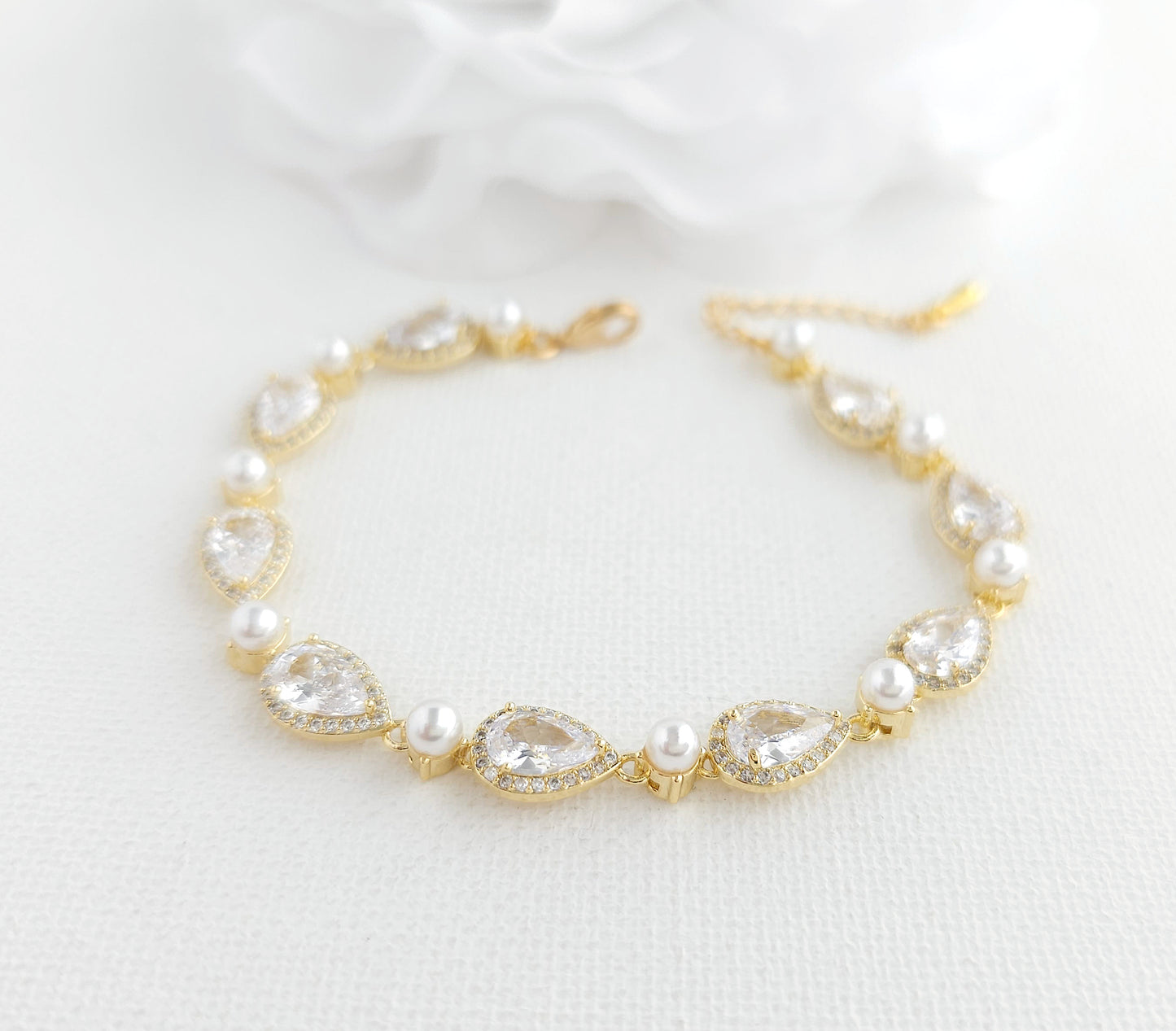 Rose Gold Bracelet with Pearls-Emma