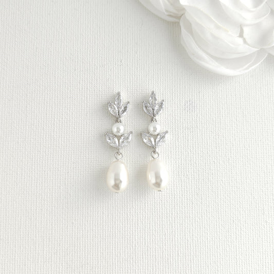 Wedding Pearl Earrings-Leila