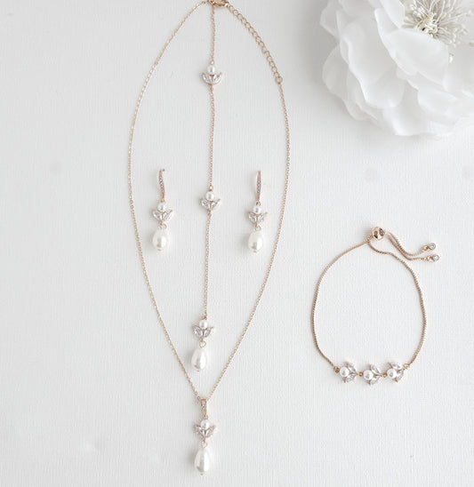 Simple Rose Gold Jewelry Set-Leila