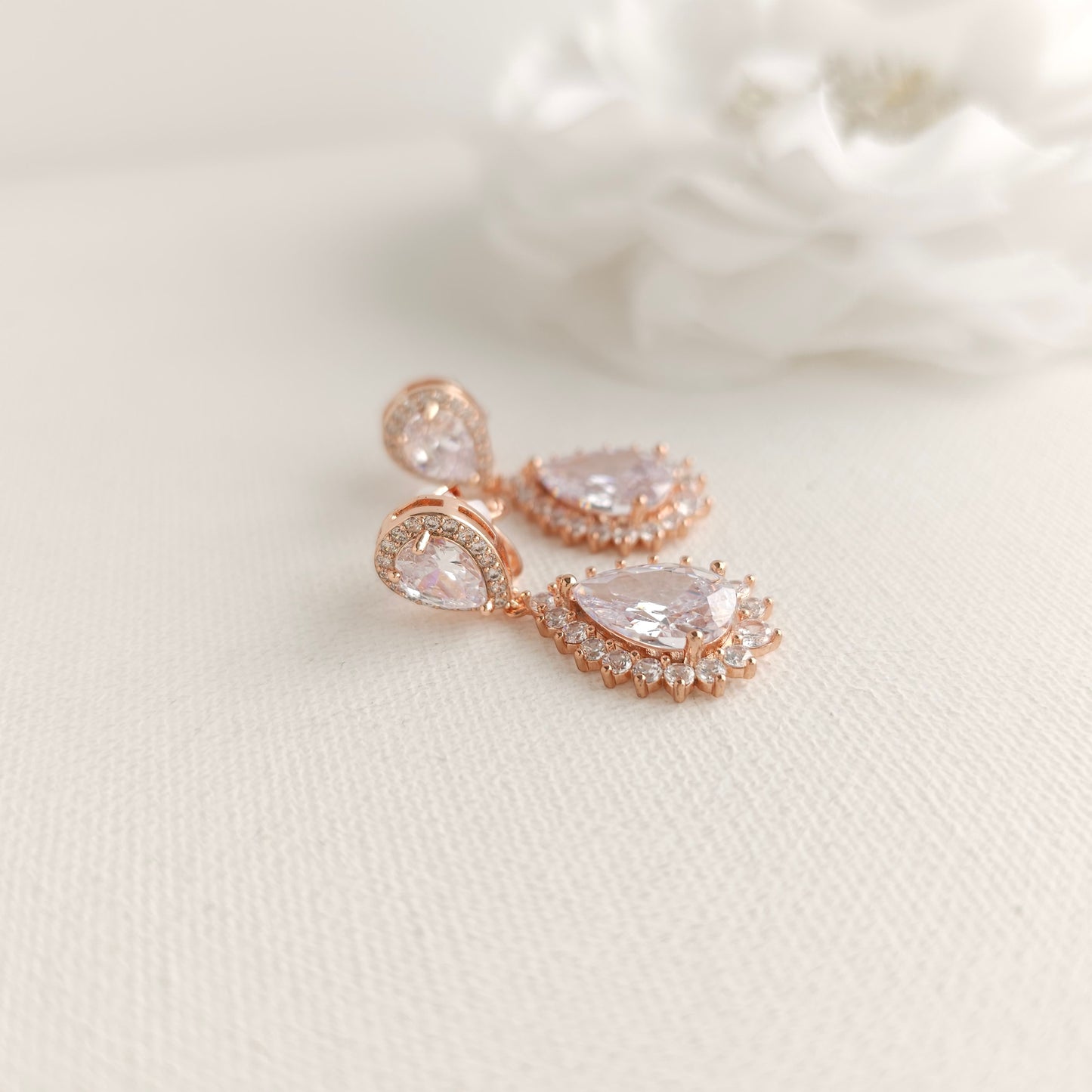 Boucles d'oreilles en forme de larme plaquées or pour les mariées et les femmes-Raya