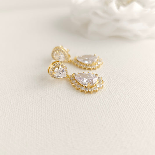 Clip-on Gold Earrings Wedding Prom and Occasions-Raya