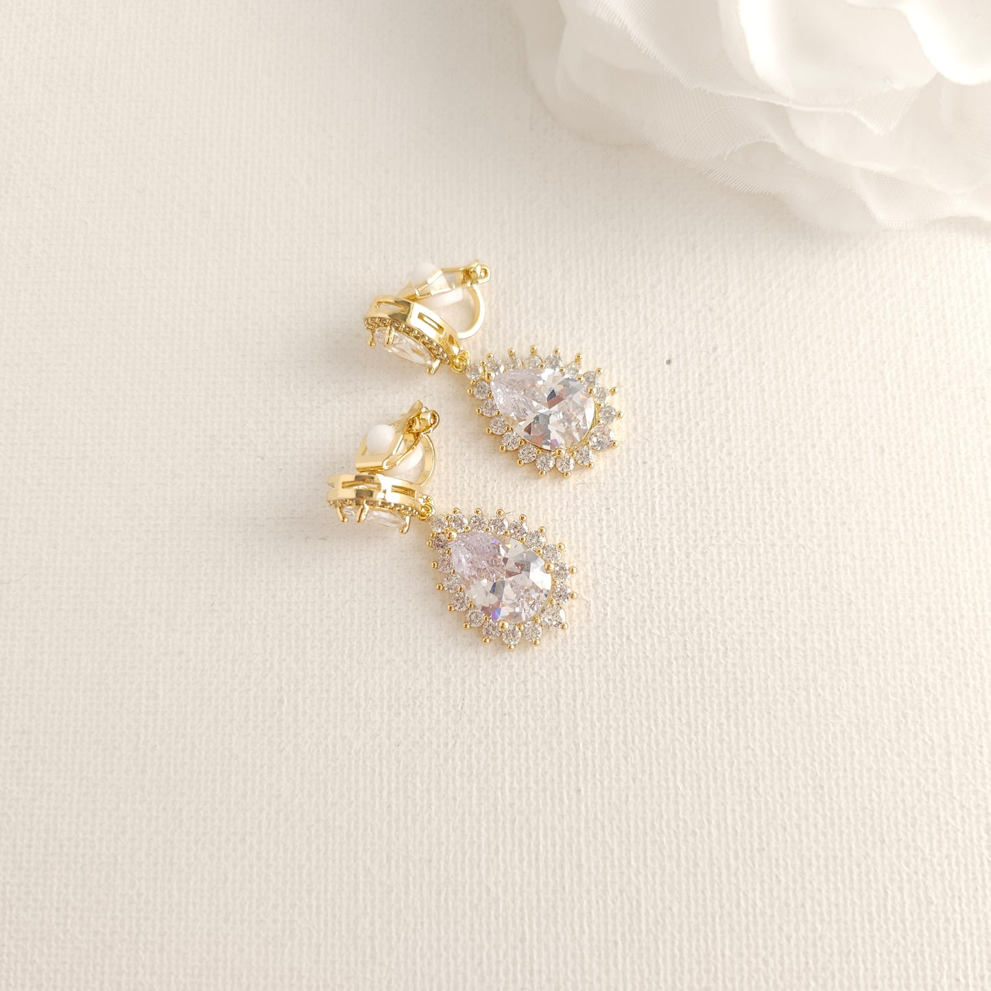 Boucles d'oreilles en forme de larme plaquées or pour les mariées et les femmes-Raya