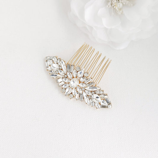 Gold Crystal Cluster Wedding Hair Comb for Modern & Classic Brides - Jolie