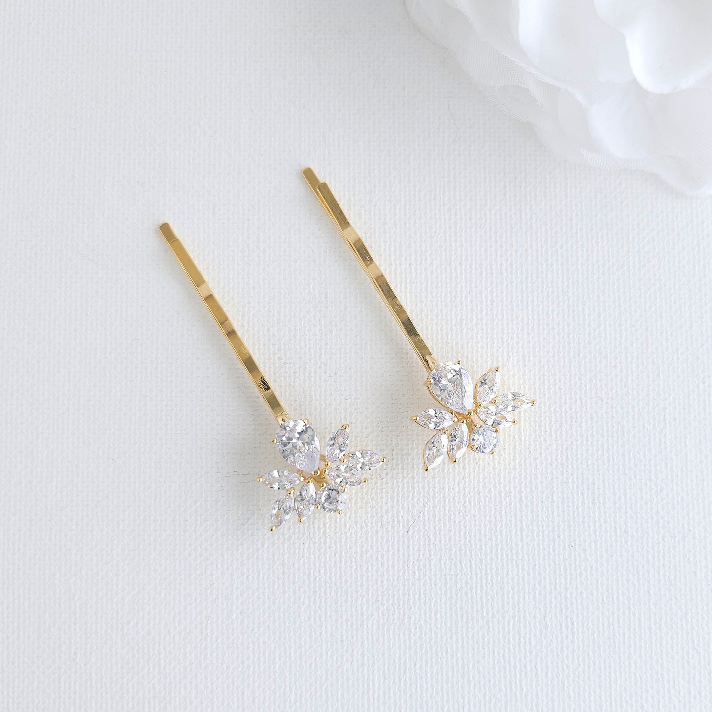 Heirloom Gold Floral Cluster Pins | Traditional Rich CZ Set for Classic Brides- Nicole