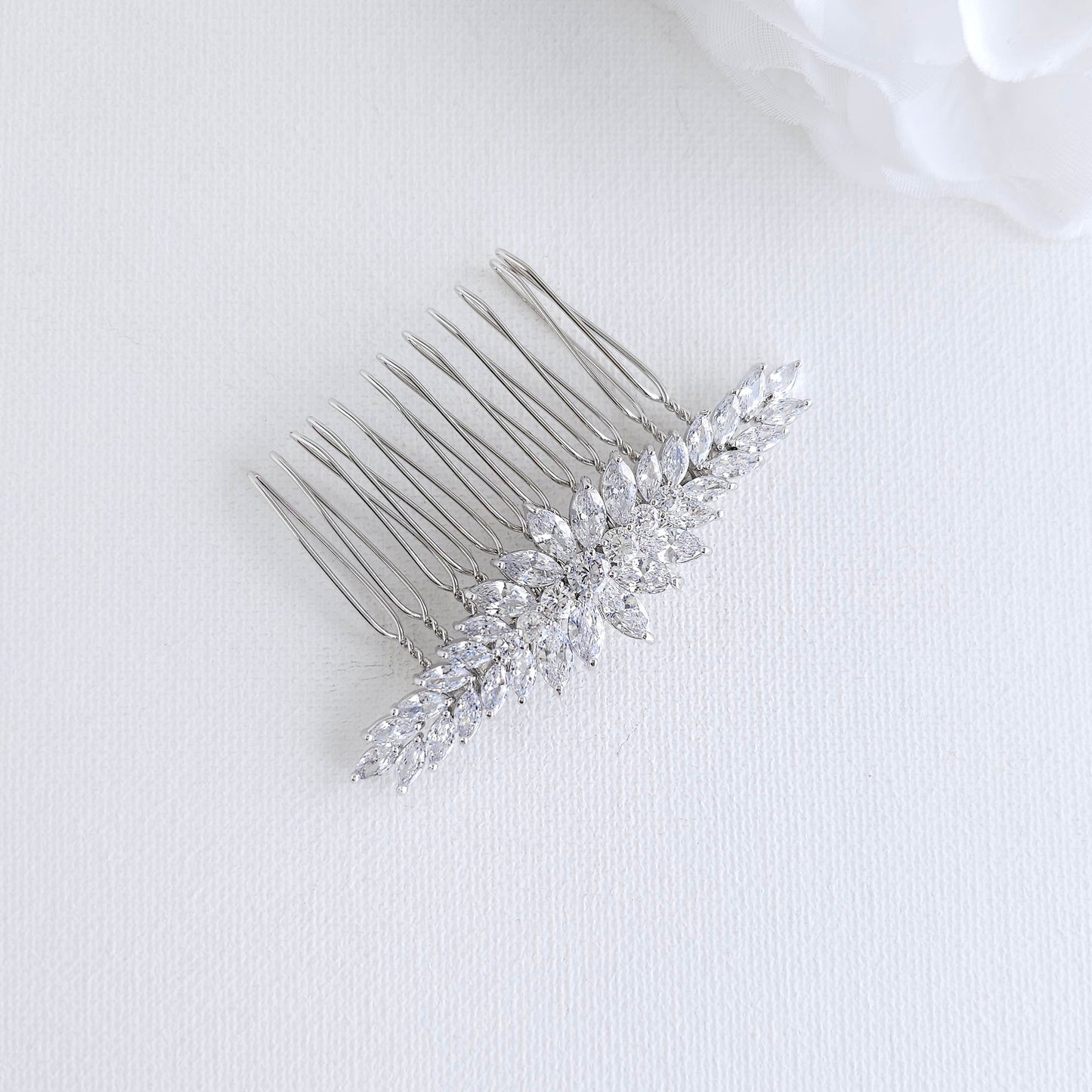 Yellow Gold Hair Comb for Wedding Veil | Sleek Marquise CZ Design– Giselle