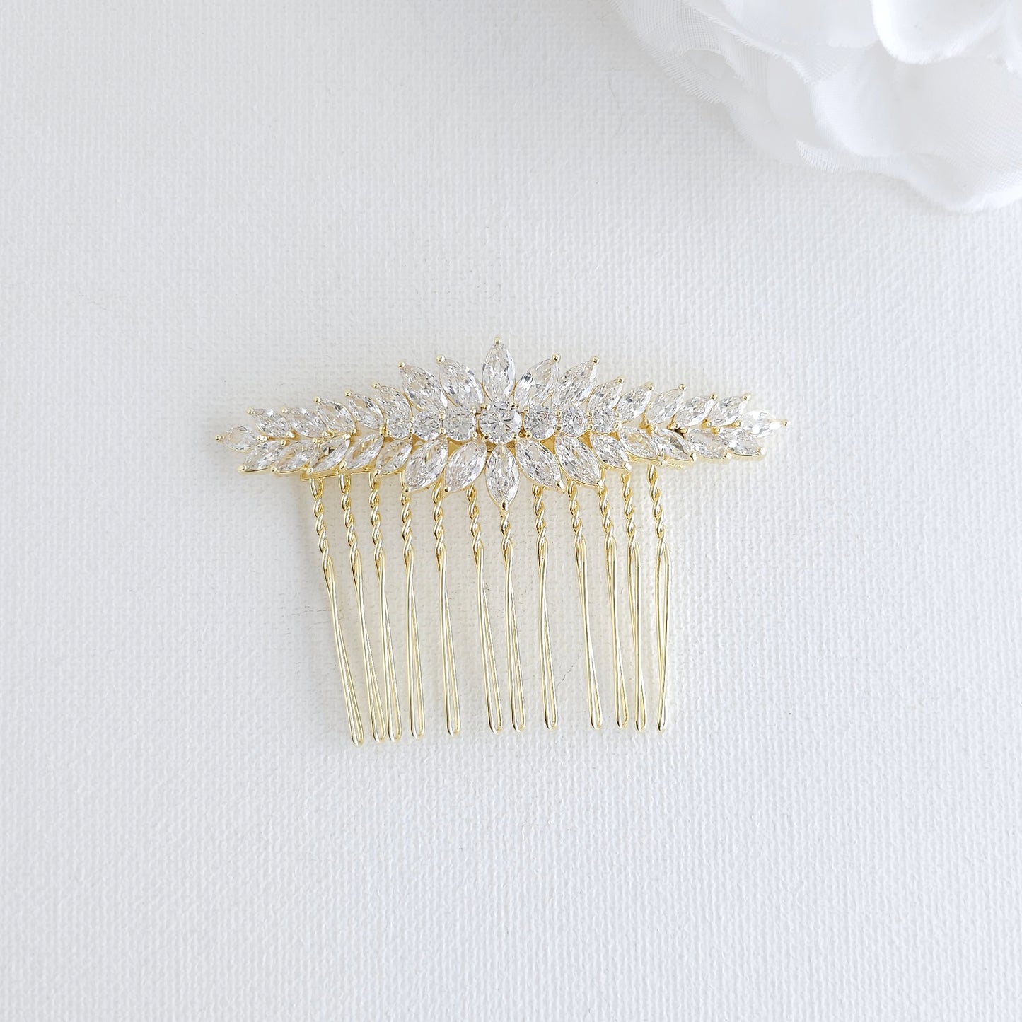 Silver Hair Comb for Wedding Veil | Sleek Marquise Slide ( Cubci Zirconia) – Giselle
