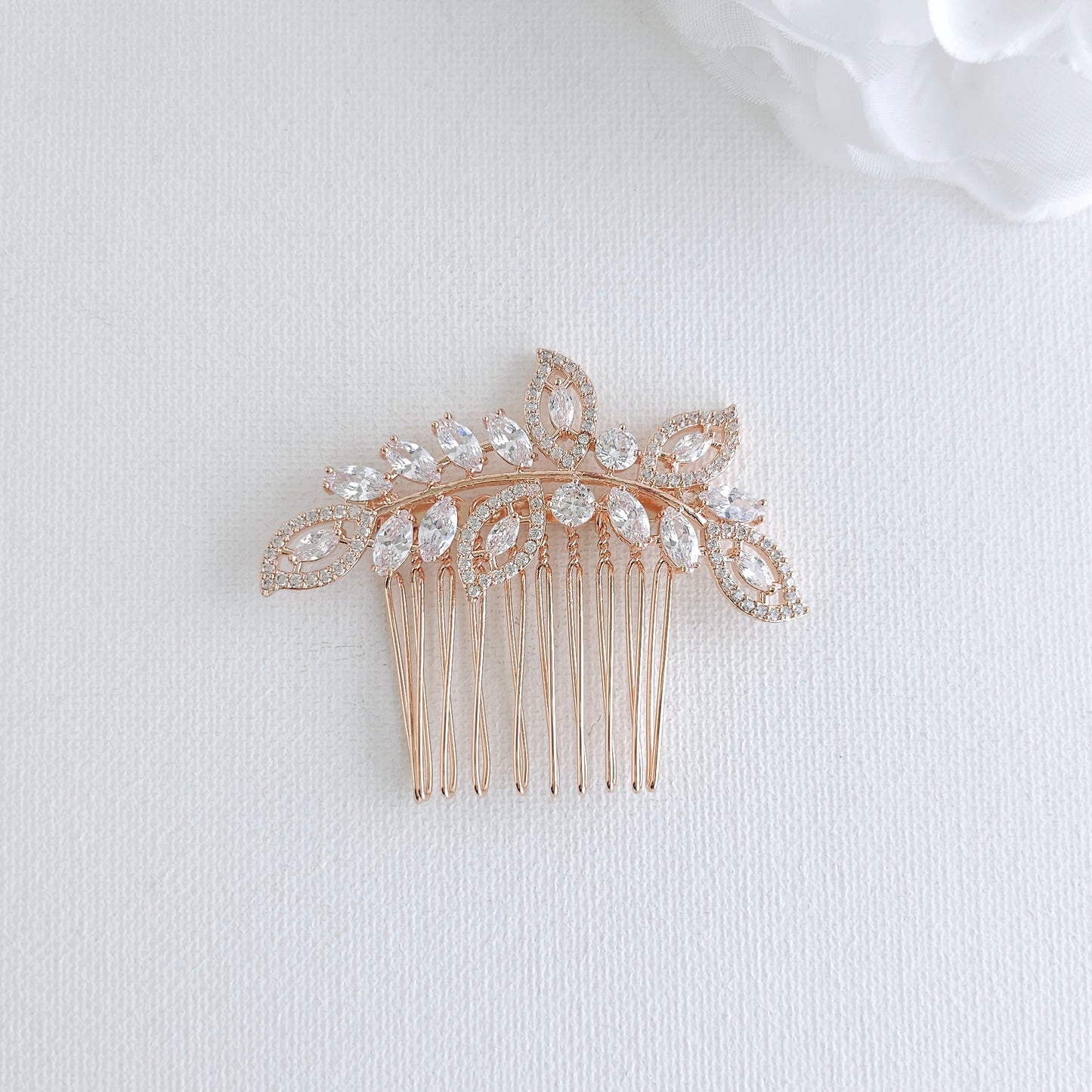 Rose Gold Leaf Hair Comb: Small Veil Hair Piece for Romantic Bridal Styling - Kerry