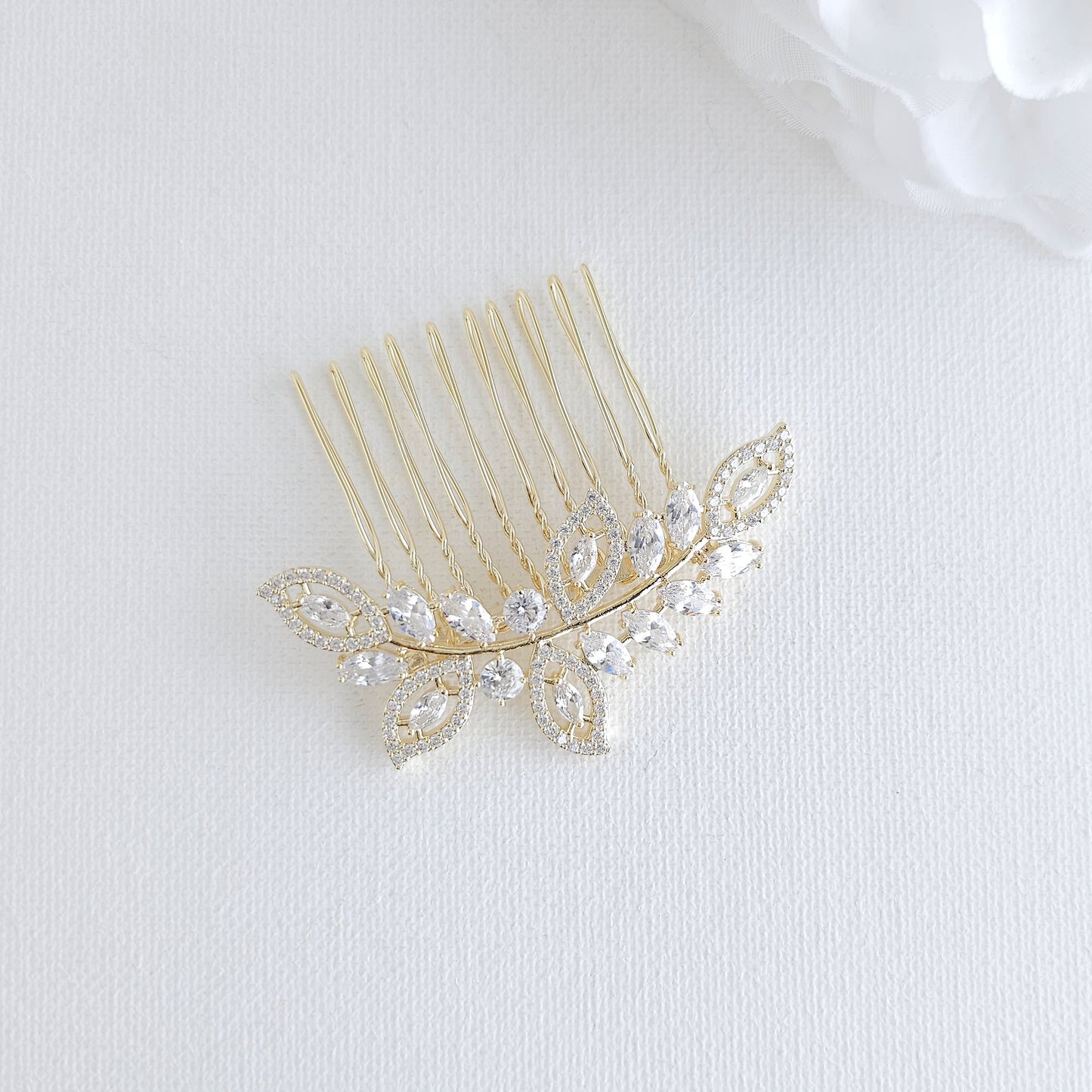Rose Gold Leaf Hair Comb: Small Veil Hair Piece for Romantic Bridal Styling - Kerry