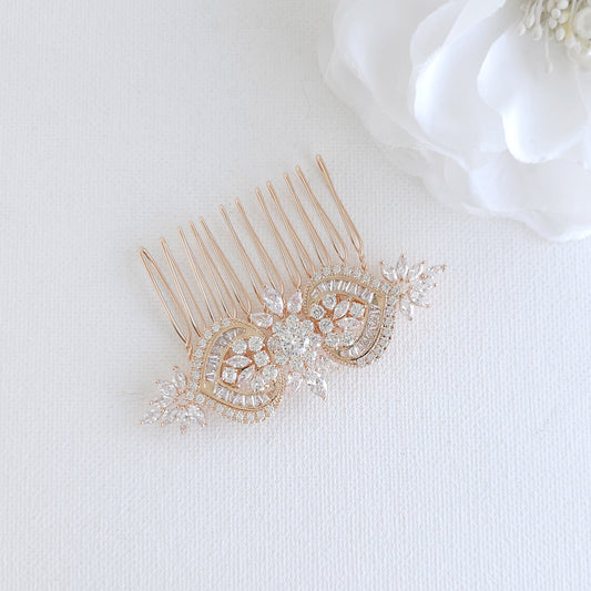 Gold Wedding Hair Comb - Rosa