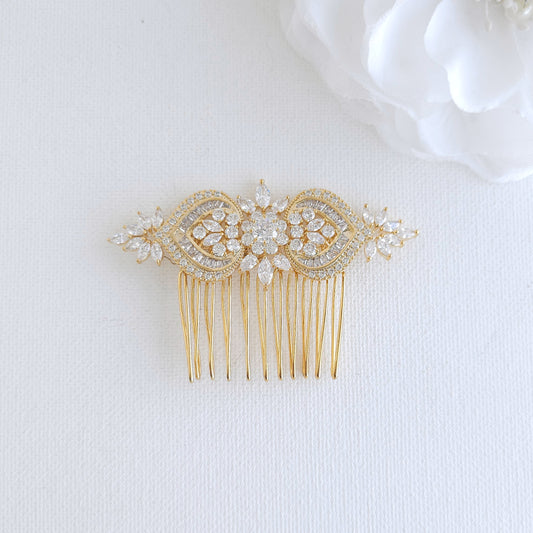 Gold Wedding Hair Comb - Rosa