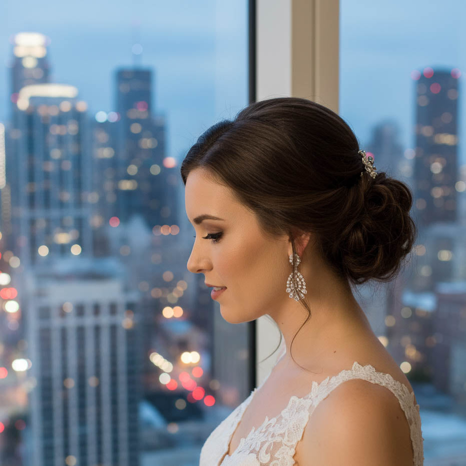 Statement Clip on Earrings for Weddings, Prom and Occasions-Sienna