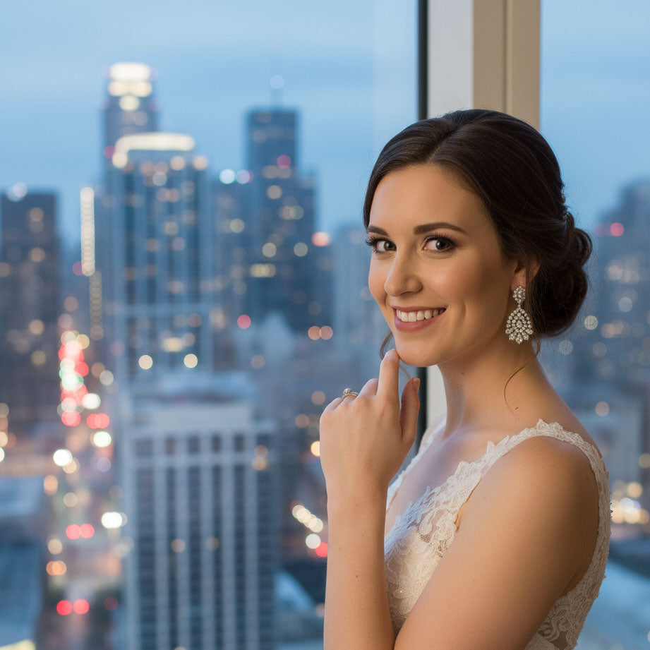 Statement Clip on Earrings for Weddings, Prom and Occasions-Sienna