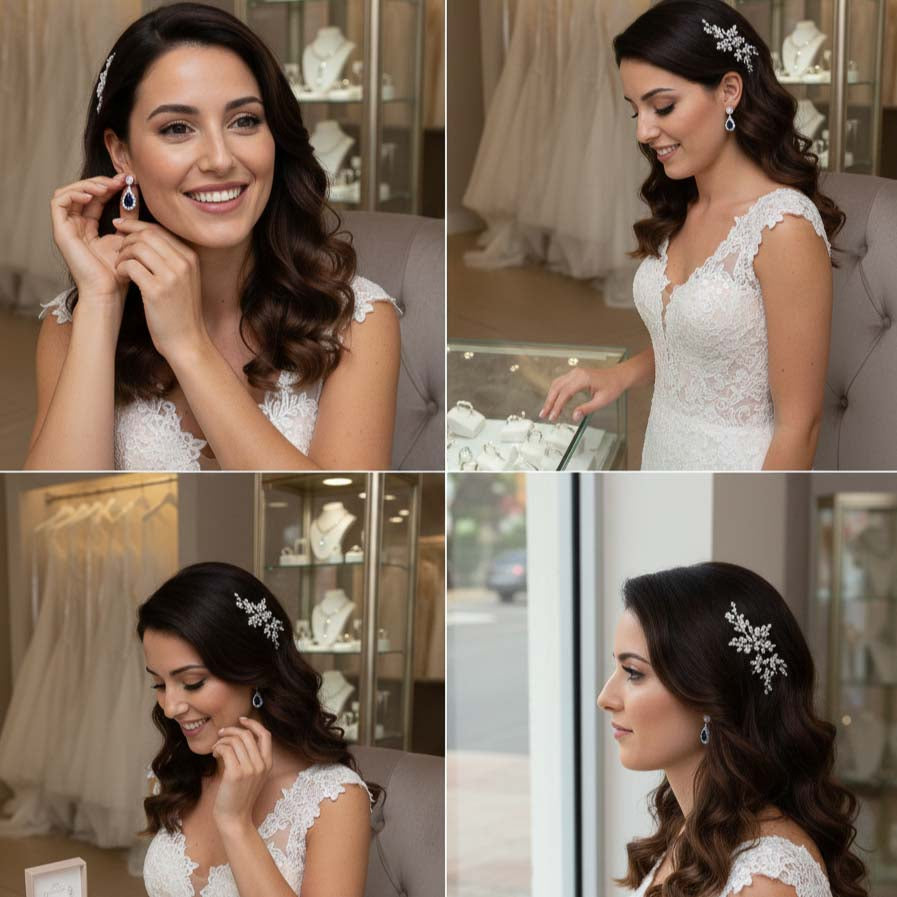 Blue Teardrop Earrings Rose Gold-Aoi