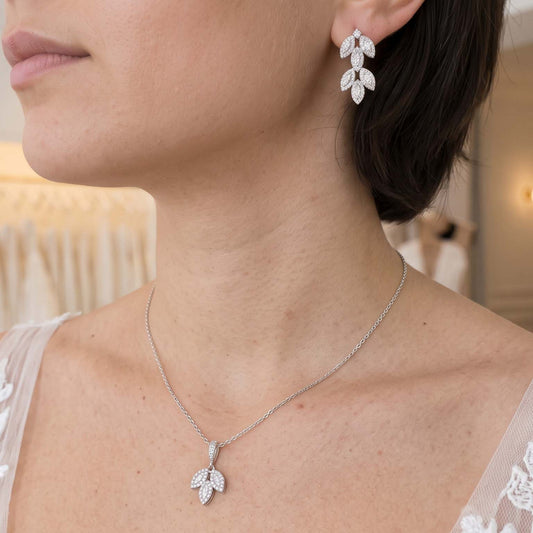 Boucles d'Oreilles Clous Feuilles Argent- Abby