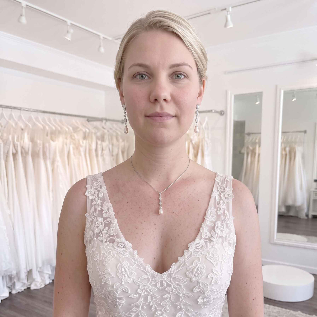 3-Piece Rose Gold Marquise Crystal & Pearl Wedding Jewelry Set – Abby