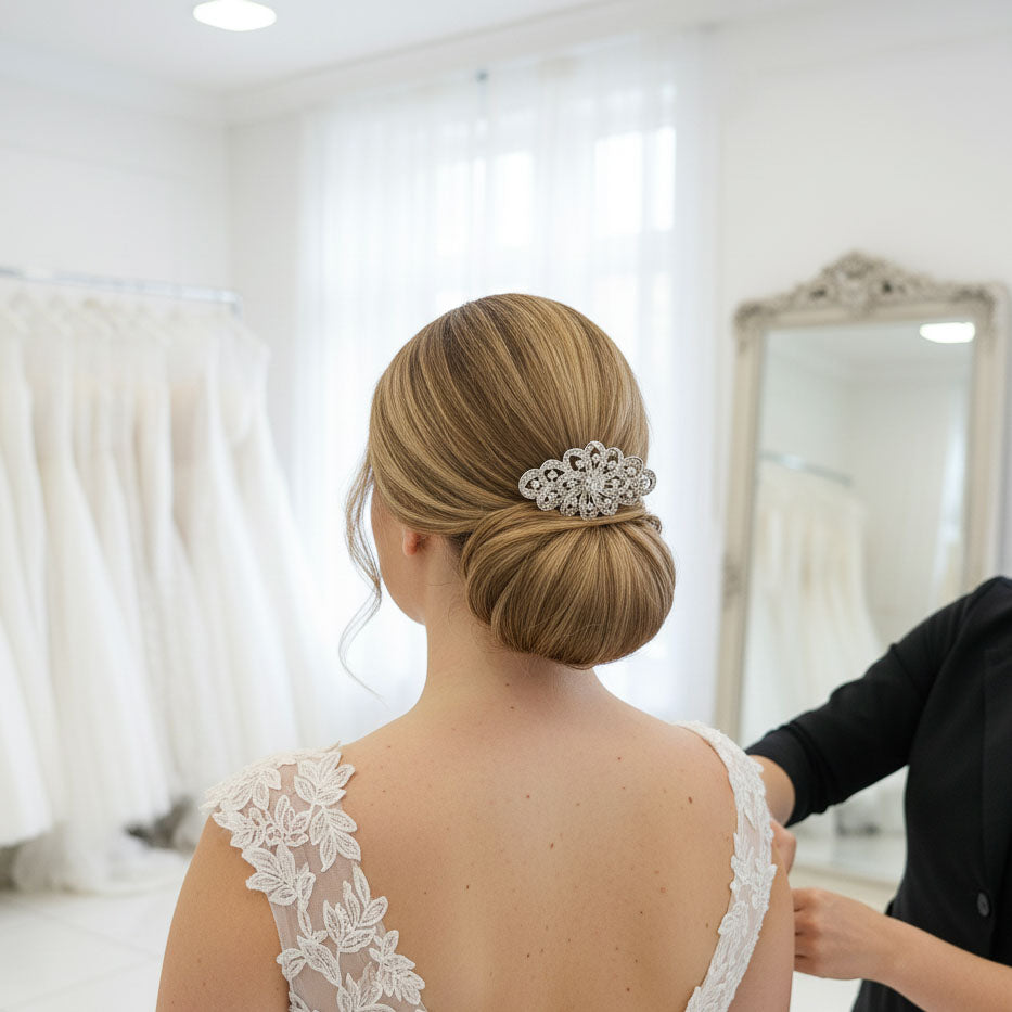 Floral Ribbon Crystal Hair Comb an Ornate Statement Bridal Hair Accessory- Abby