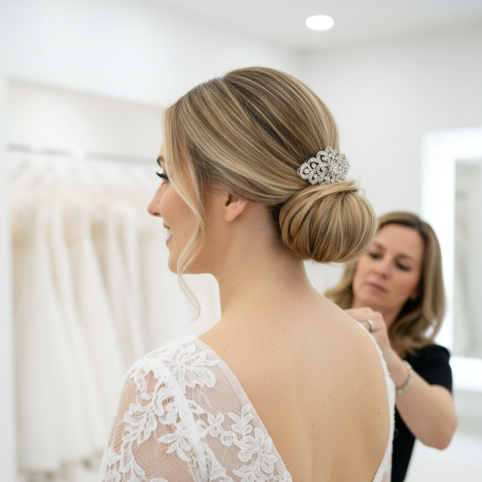 Floral Ribbon Crystal Hair Comb an Ornate Statement Bridal Hair Accessory- Abby