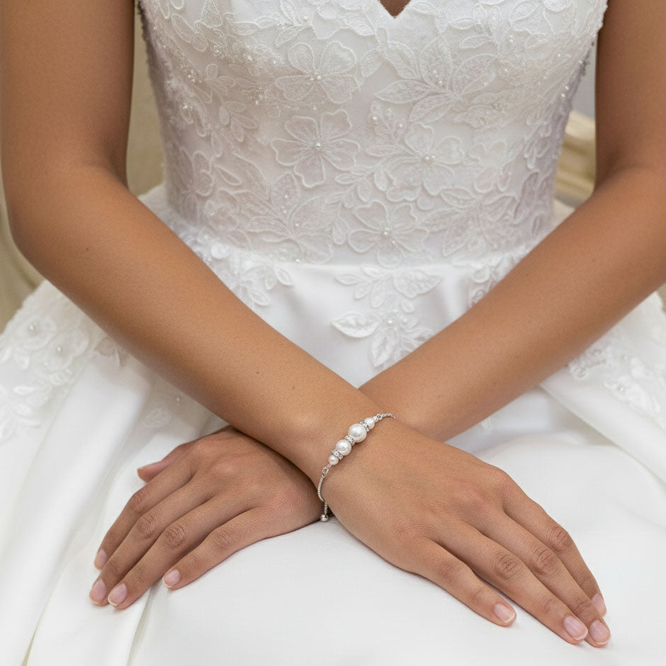 Pearl Jewelry Set in Gold for Brides and Bridesmaids-AVA