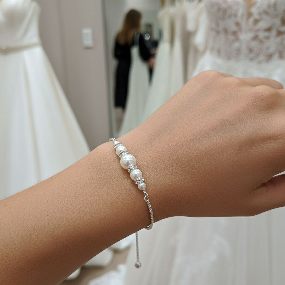 Pearl Jewelry Set in Gold for Brides and Bridesmaids-AVA