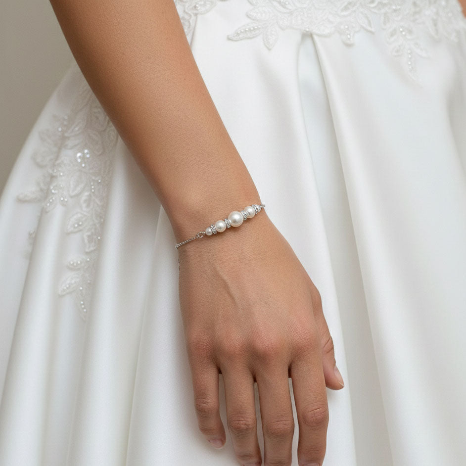 Pearl Jewelry Set in Gold for Brides and Bridesmaids-AVA