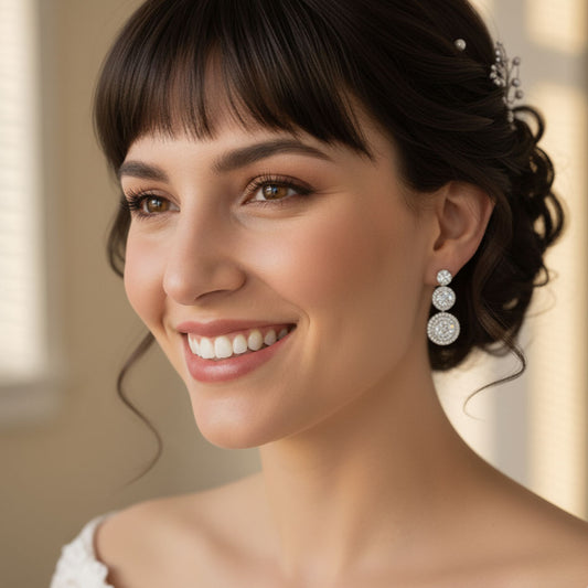Wedding Clip on Earrings with 3 Round CZ Stones- Alaia