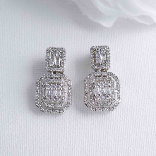 Art Deco Style Clip On Earrings for Weddings and Events-Sherri