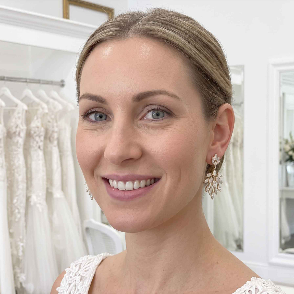 Silver Delicate Marquise Chandelier Earrings - Belle