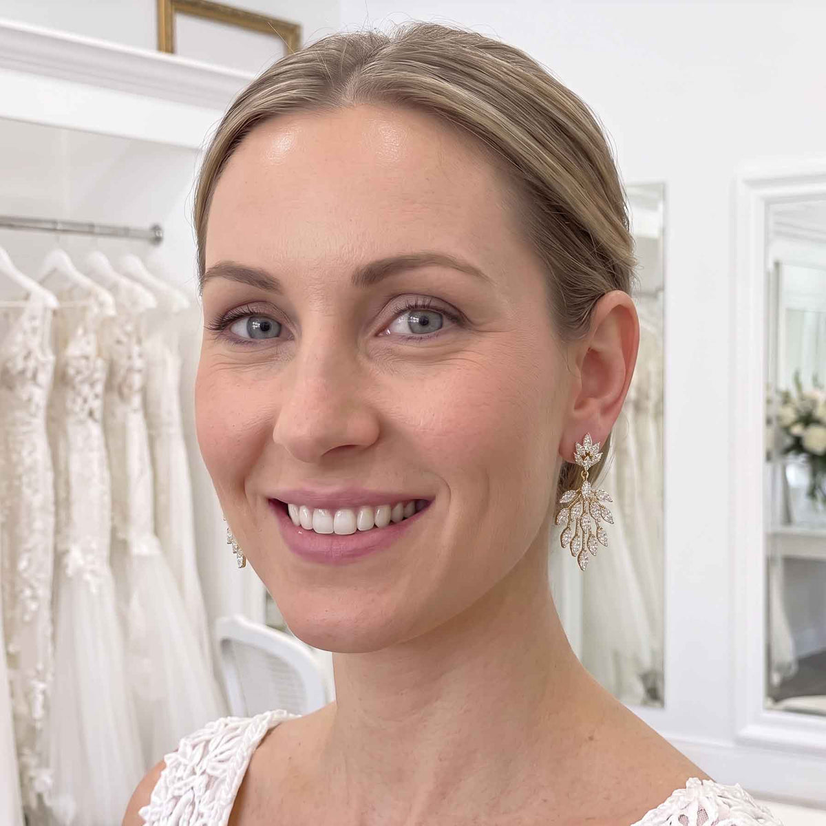 Silver Delicate Marquise Chandelier Earrings - Belle