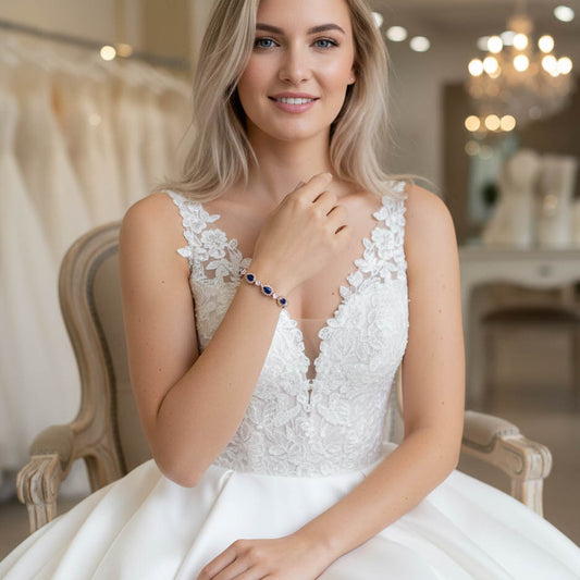 Blue Wedding Bracelet in Rose Gold-AOI