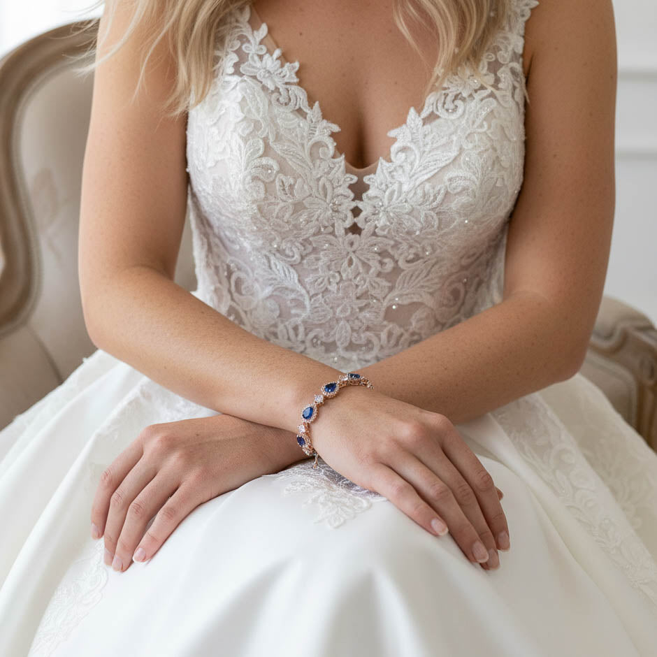 Blue Wedding Bracelet in Rose Gold-AOI