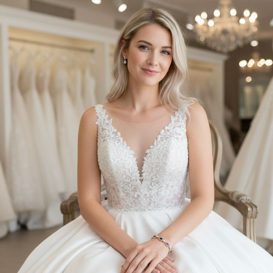 Blue Wedding Bracelet in Rose Gold-AOI