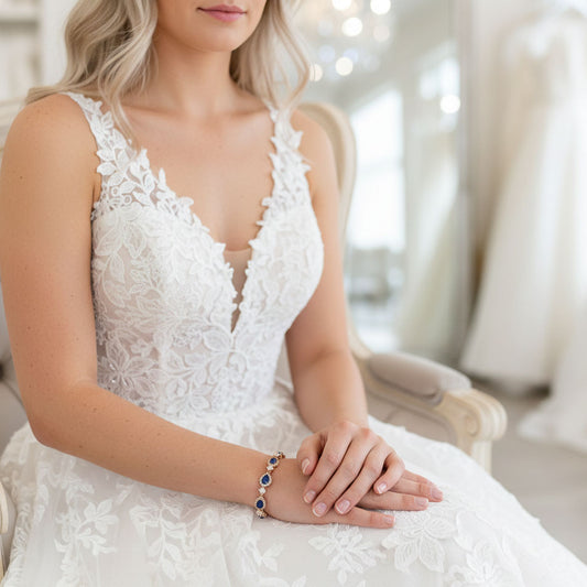 Gold Bracelet with Blue Stones-AOI