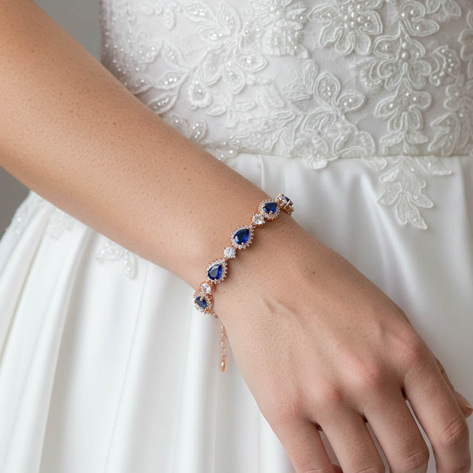 Blue Wedding Bracelet in Rose Gold-AOI