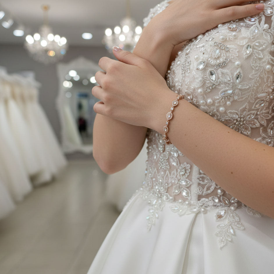 white dress rose gold accessories Rose gold jewelry with white gown??