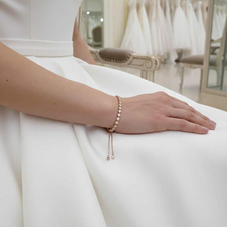 Rose Gold Sliding Bracelet for Brides-Celia