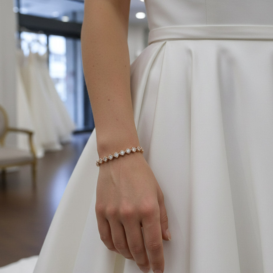 Ensemble de bijoux de mariage en or rose et perle - Lisa