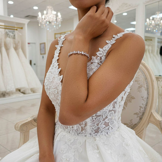 Rose Gold Tennis Bracelet in Leaf Shape Cubic Zirconia for Weddings & Formals-Debra