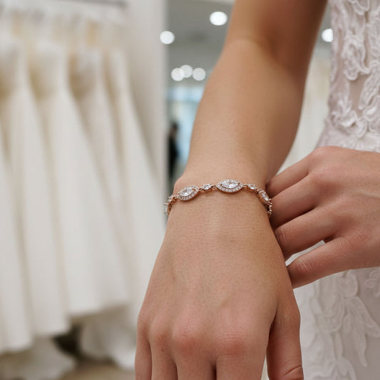 Cubic Zirconia Wedding Bracelet in Silver-Harriet