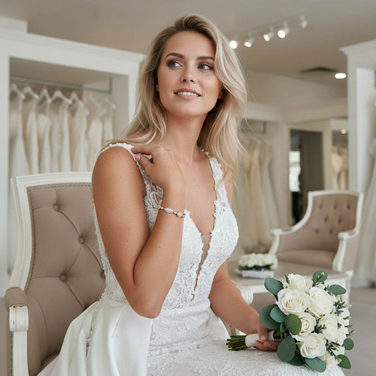 Rose Gold Bracelet in Cubic Zirconia for Brides-Harriet