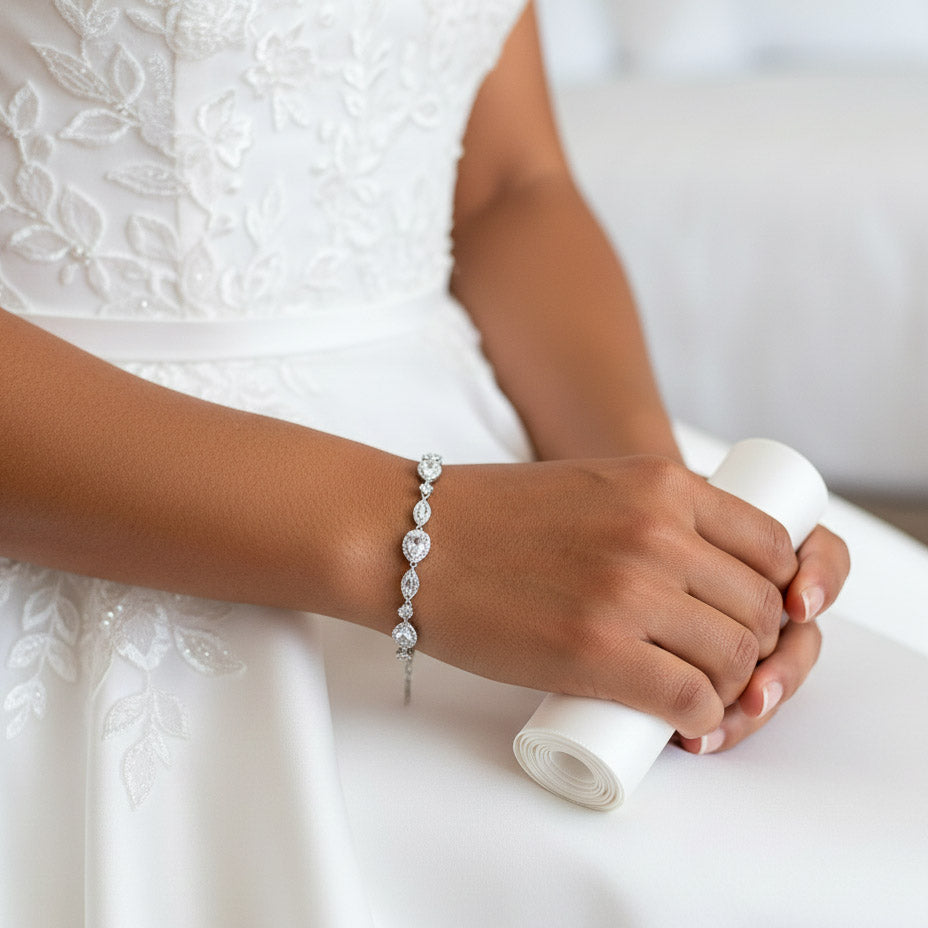 Dainty Rose Gold Bridal Bracelet-Ari