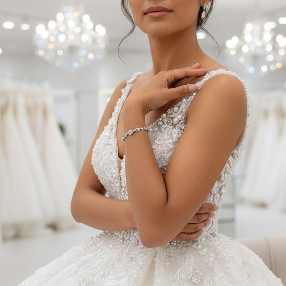 Dainty Rose Gold Bridal Bracelet-Ari