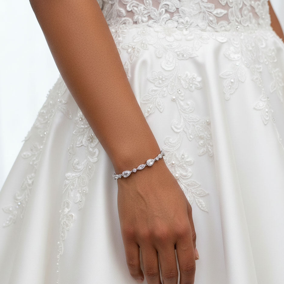 Dainty Rose Gold Bridal Bracelet-Ari