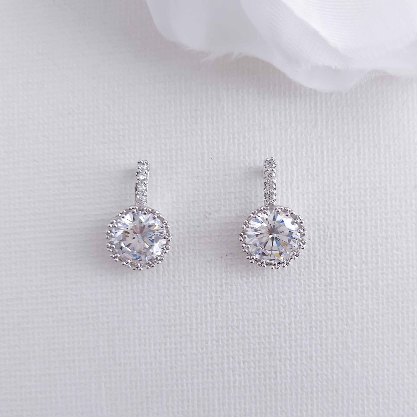 Cubic Zirconia Drop Stud Earrings-Remi