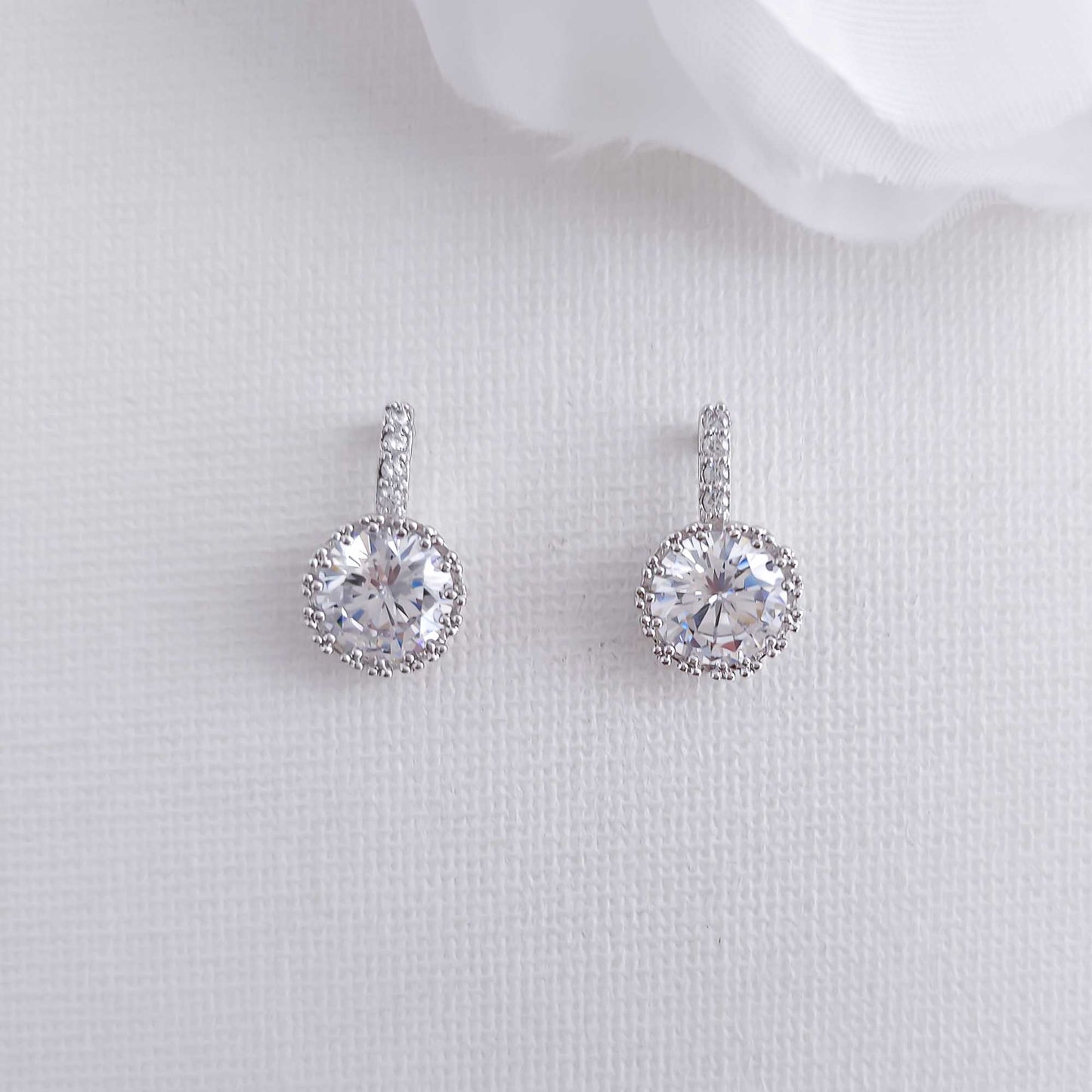 Cubic Zirconia Drop Stud Earrings-Remi