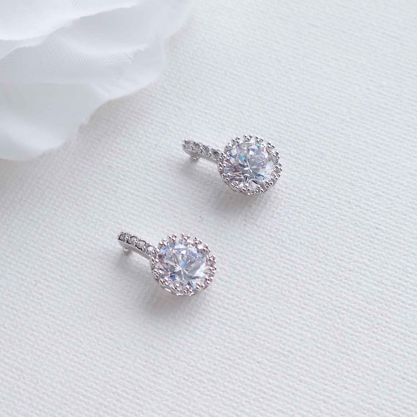 Cubic Zirconia Drop Stud Earrings-Remi